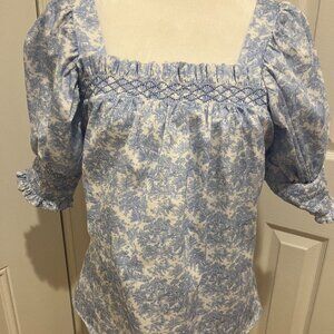 BUNNY TOILE Blouse - Perfect for Easter!!